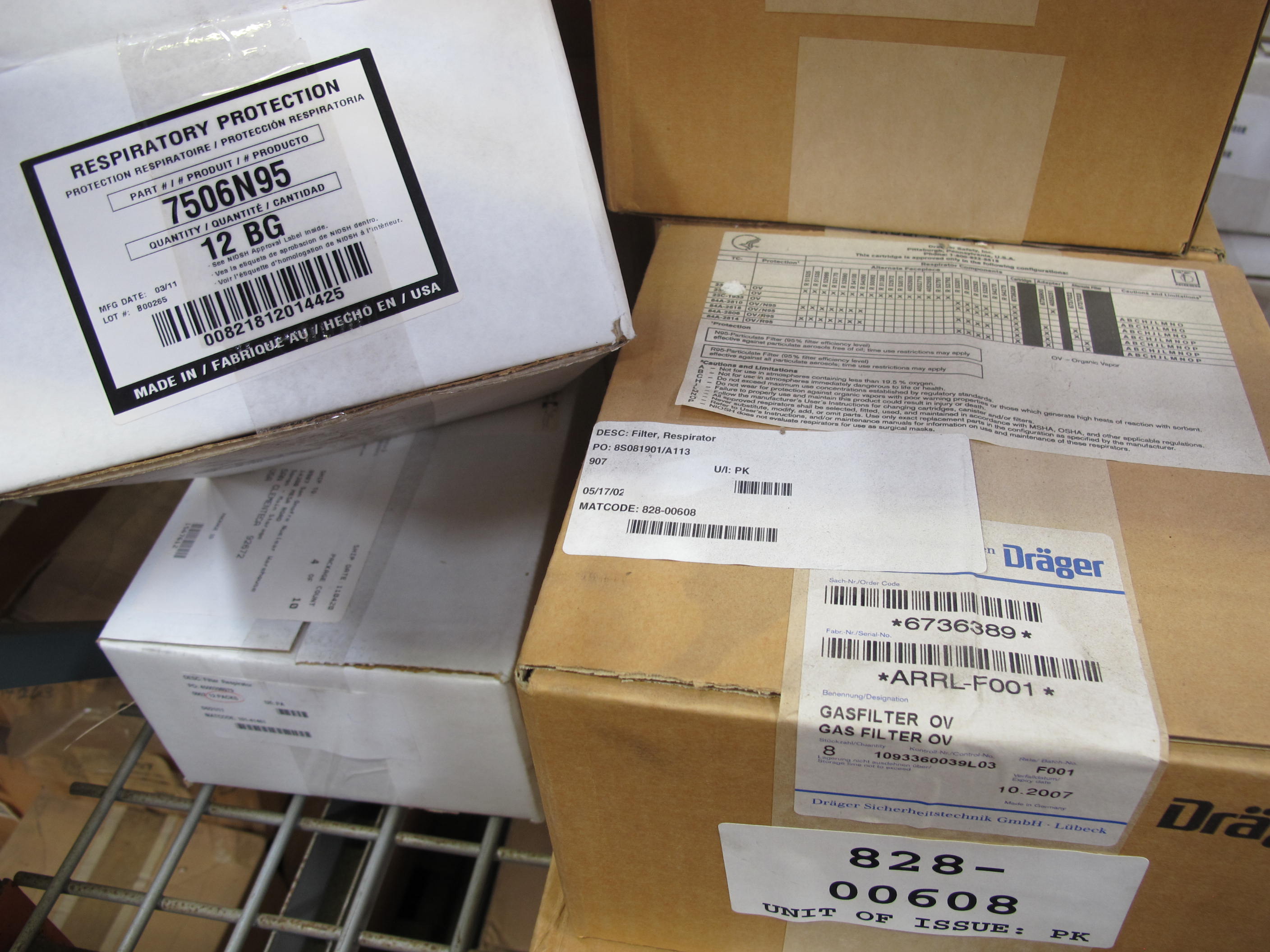 LOT TO INCLUDE: 3M, DRAGER, NORTH, MISC. RESPIRATOR FILTERS, CARTRIDGES, AND DUST MASKS. LOADING & HANDLING FEE $15-4224